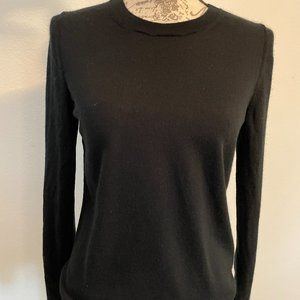 Black Merino Wool Long-Sleeved Top